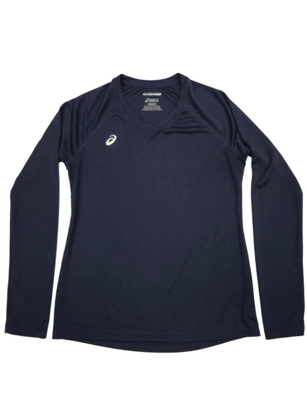 Asics Women's M Running T-Shirt Motion Dry V-Neck Long Sleeve Navy Blue